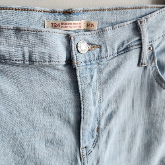 Levi's High Rise Straight Jeans Denim Pants 724 Size 14w - Picture 4 of 15